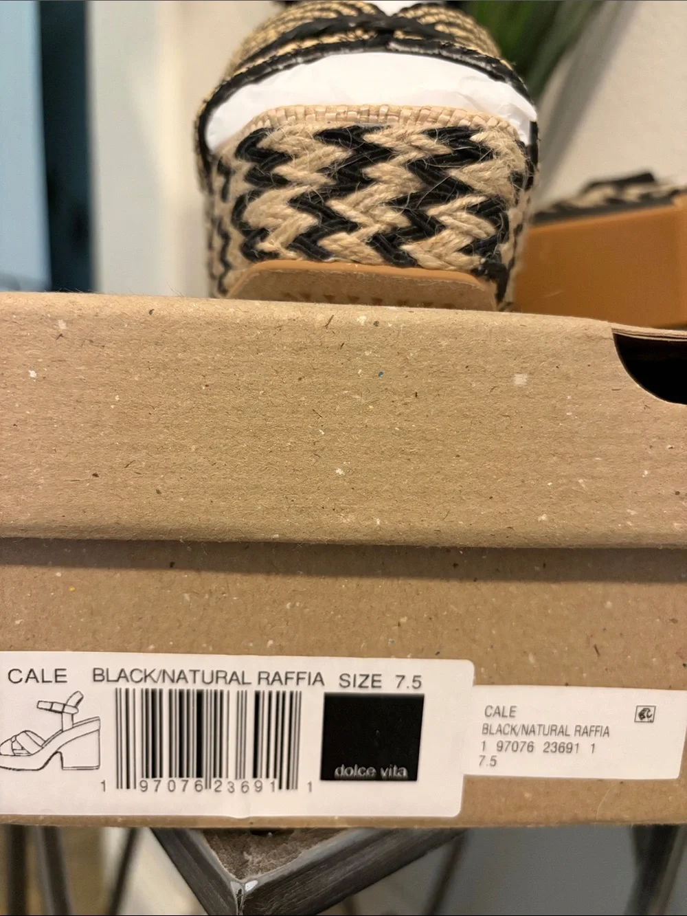 Dolce Vita Black and Natural Woven Platform Wedges